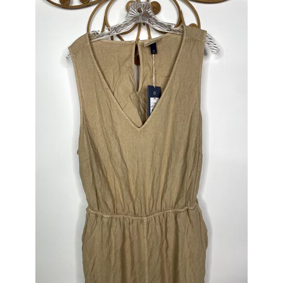 Universal Thread Womens Linen Sleeveless Open Back Jumpsuit Tan XXL - Picture 3 of 7